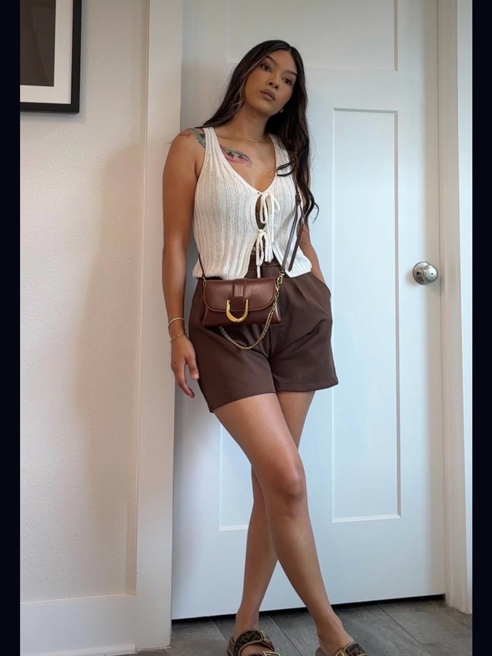 Knit Tie-Front Ivory Tank Top